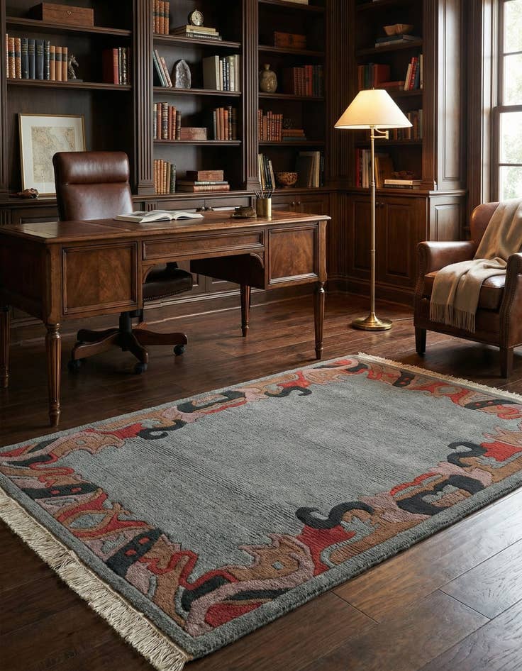 Detail image of 4' x 5' 10  Hand Knotted Tibet Wool Rug