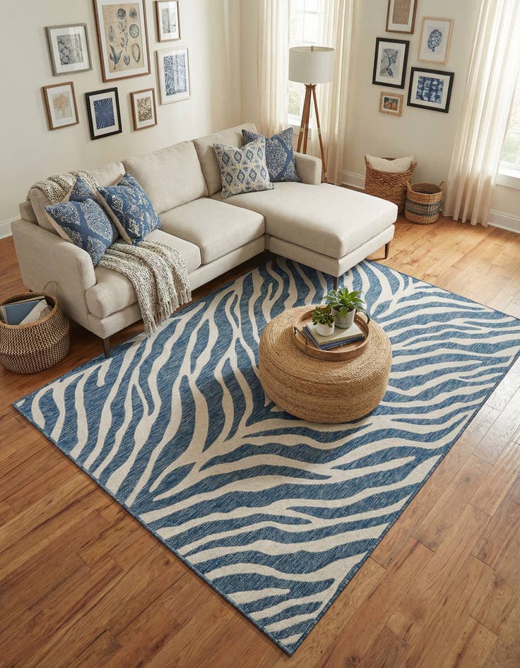 Detail image of 5' 3 x 8'  Washable Safari Indoor / Outdoor Rug