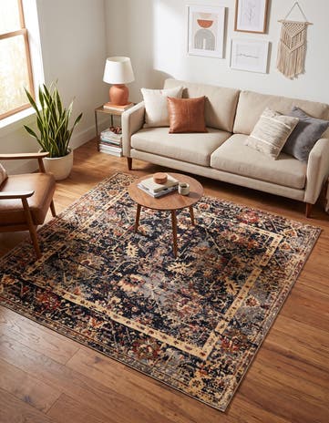 Black Saturn Square Rug