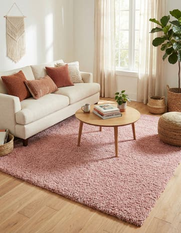 Pink Zermatt Shag Square Rug