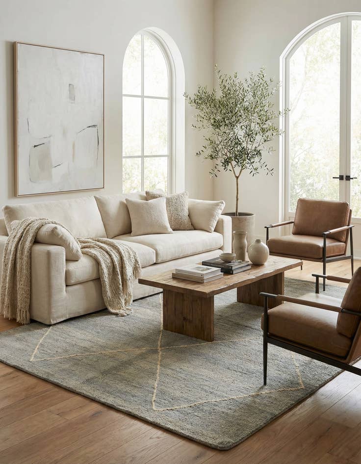 Detail image of 5' 7 x 8'  Hand Knotted Moroccan Wool Rug