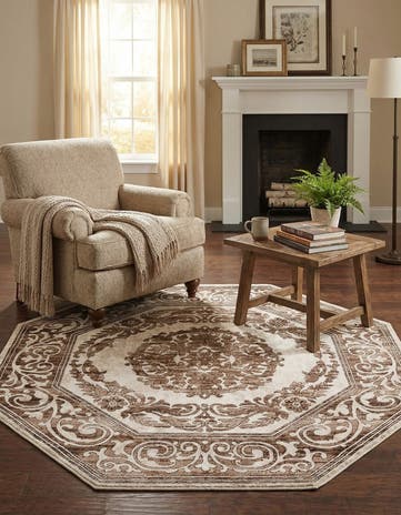Chocolate Brown Hermitage Octagon Rug