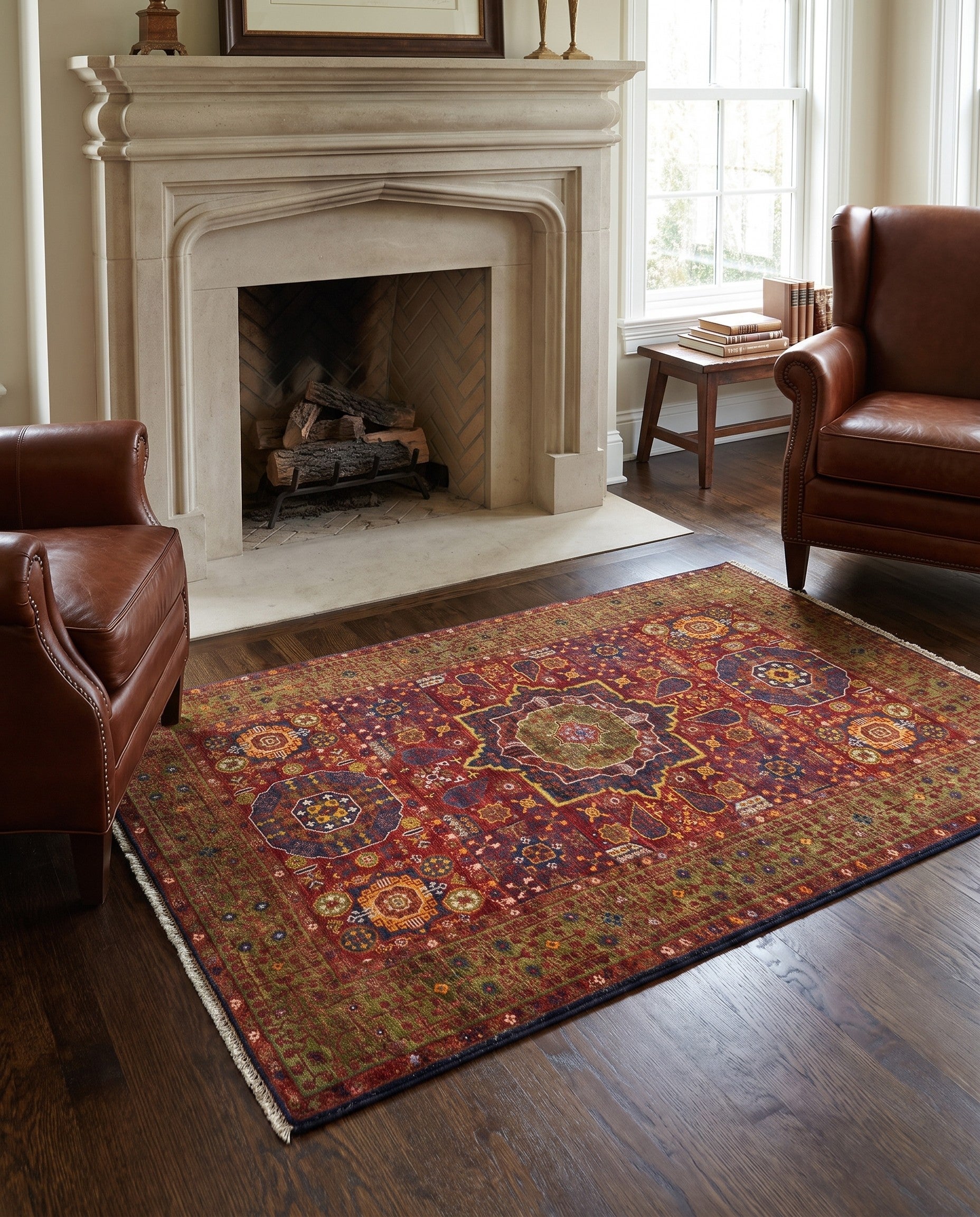 3' 7 x 5' 5 Hand Knotted Mamluk Ziegler Rug