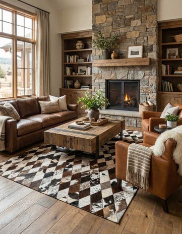4' 8 x 6' 8 Cowhide Stocks Rug