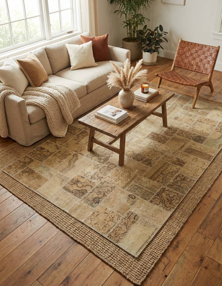 Detail image of 6' 7 x 10'  Hand Knotted Ultra Vintage Persian Wool Rug