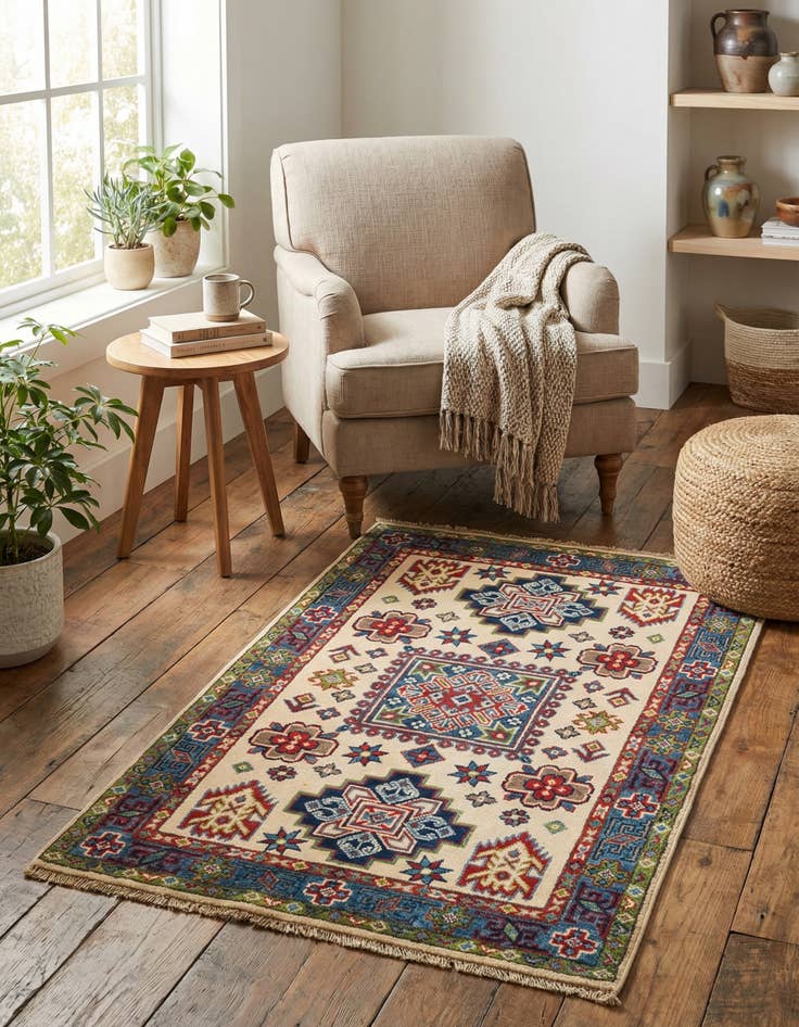 Detail image of 2' 8 x 4' 2  Hand Knotted Kazak Rug