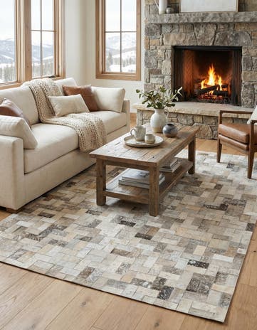 4' 9 x 6' 10 Cowhide Stocks Rug