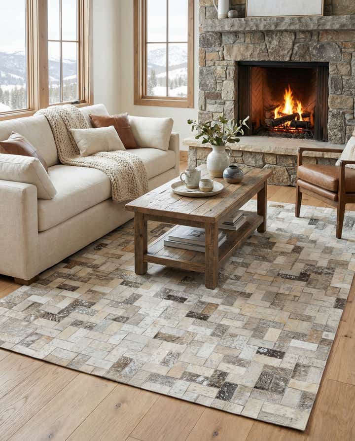 4' 9 x 6' 10 Cowhide Stocks Rug