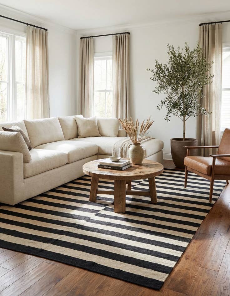 Detail image of 5' 6 x 8' 2  Hand Woven Kilim Modern Wool Rug