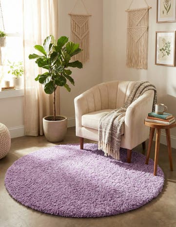 4' x 4' Solid Shag Round Rug