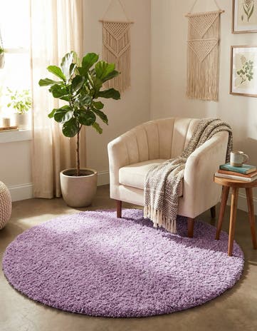 4' x 4' Solid Shag Round Rug