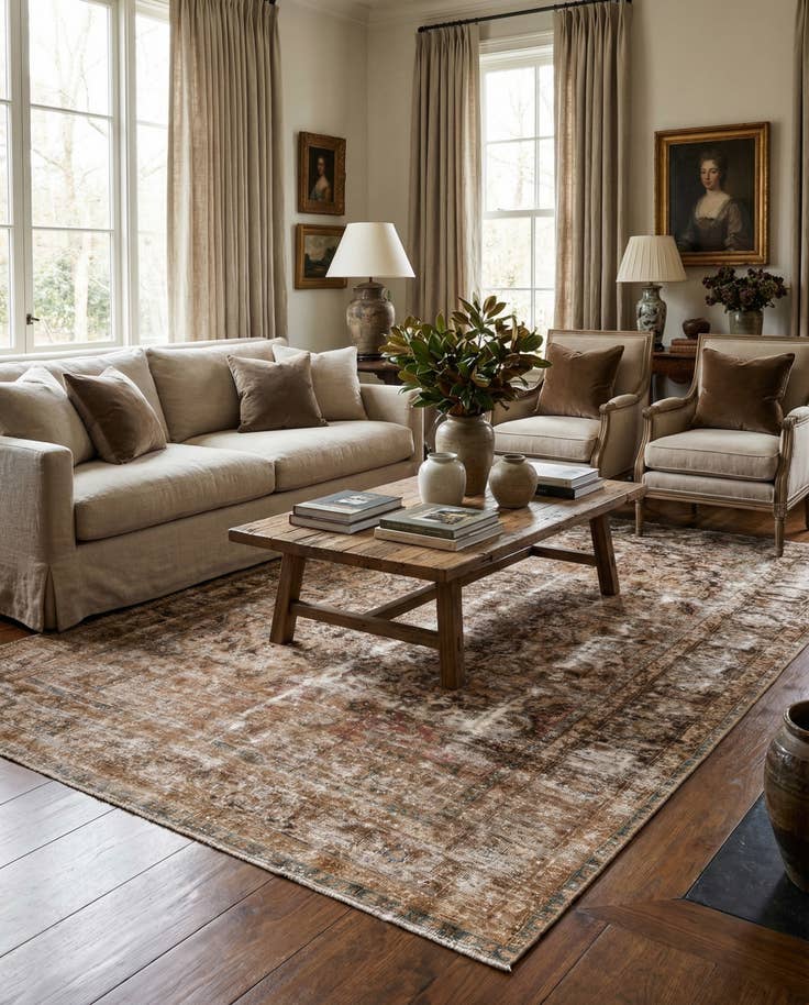 Detail image of 6' 4 x 9' 5 Hand Knotted Ultra Vintage Persian Wool Rug
