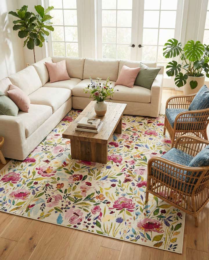 7' 10 x 10' Easy-Clean Botanical Indoor / Outdoor Rug