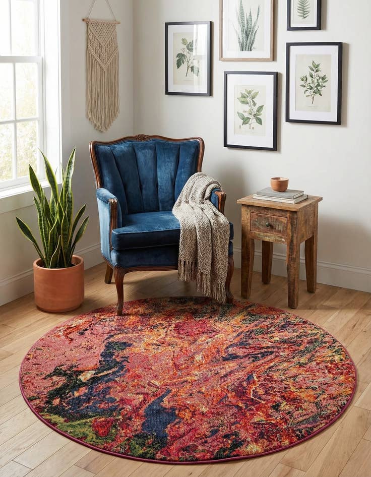 Detail image of 5' 3 x 5' 3  Washable Haerfest Round Rug