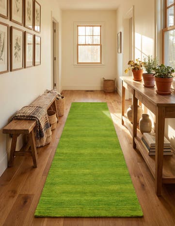 2' 7 x 16' 5 Hand Knotted Solid Gabbeh Wool Runner Rug