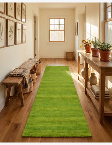 2' 7 x 16' 5 Hand Knotted Solid Gabbeh Wool Runner Rug