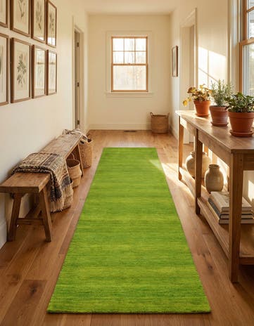 2' 7 x 16' 5 Hand Knotted Solid Gabbeh Wool Runner Rug