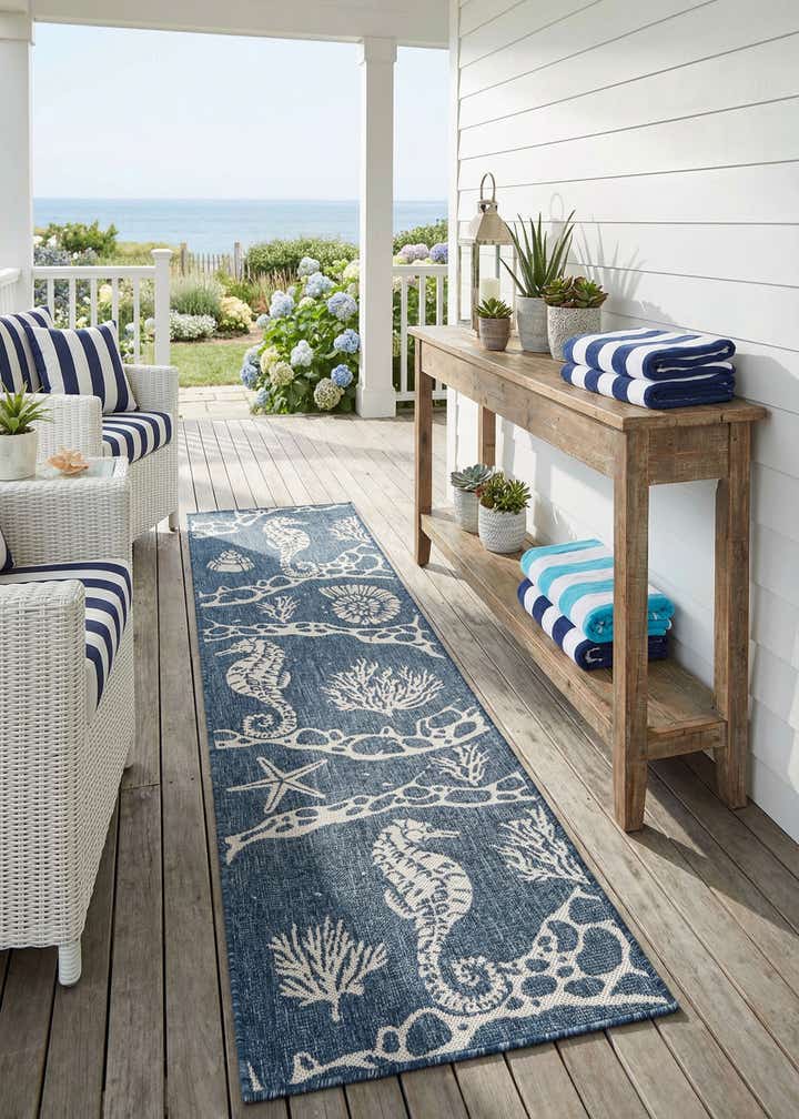 2' x 8' Easy-Clean Coastal Indoor / Outdoor Runner Rug