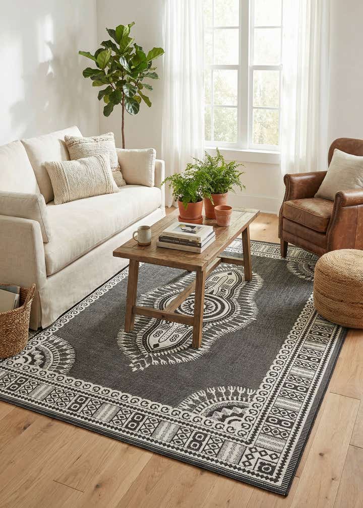 6' x 9' Easy-Clean Traditional Indoor / Outdoor Rug