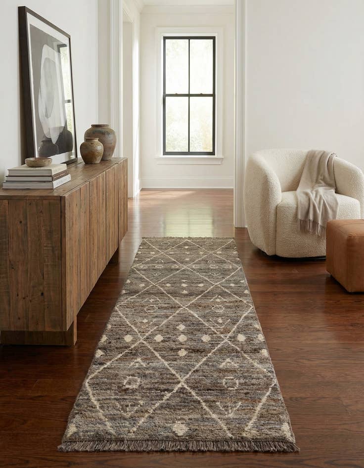 Detail image of 3' x 9' 5  Hand Knotted Moroccan Wool Runner Rug