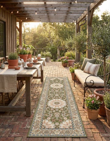 2' 7 x 10' Easy-Clean Traditional Indoor / Outdoor Runner Rug