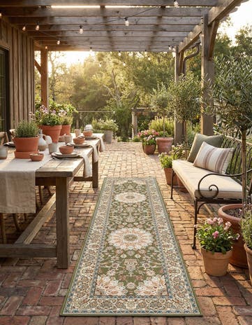 2' 7 x 10' Easy-Clean Traditional Indoor / Outdoor Runner Rug