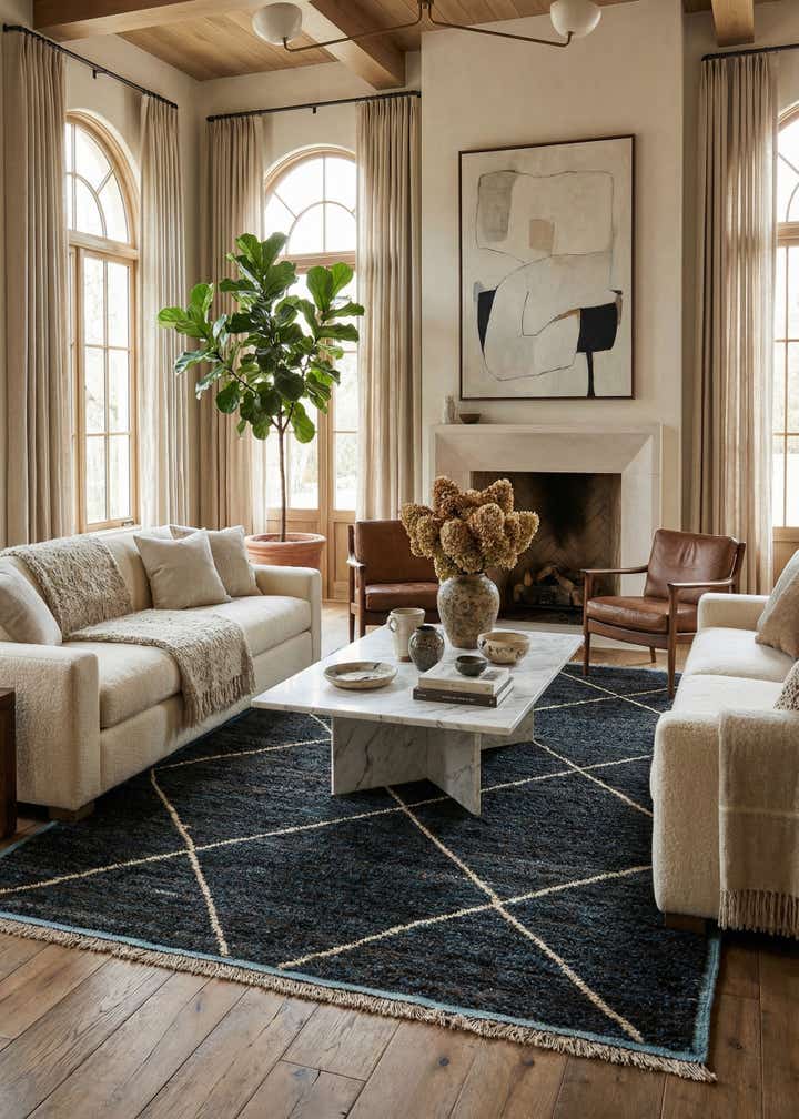 6' 1 x 9' 6 Hand Knotted Moroccan Wool Rug