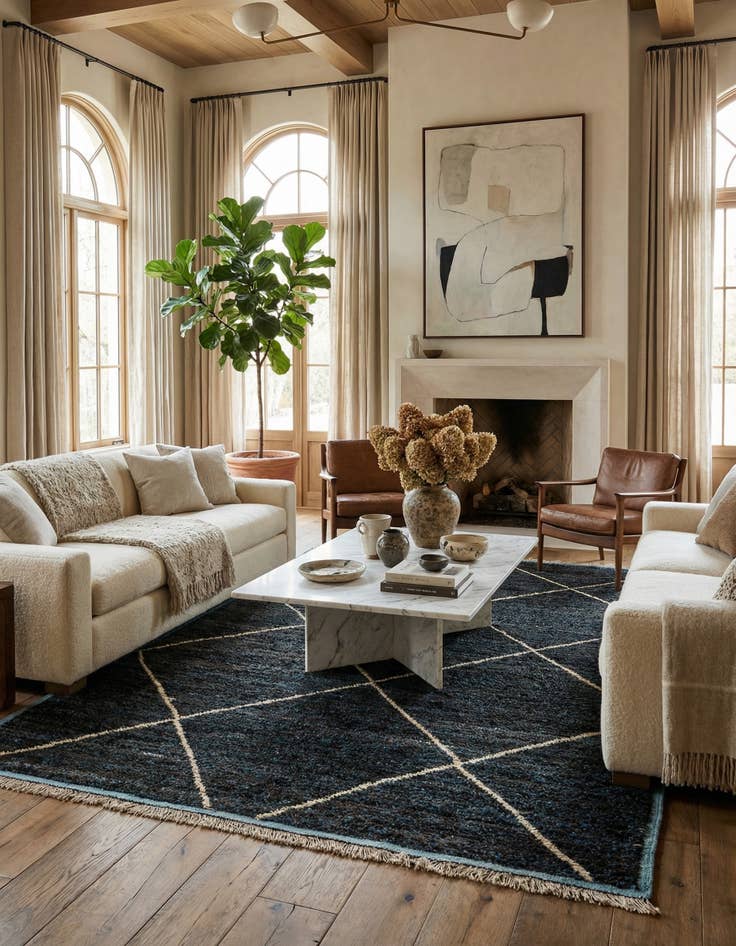 Detail image of 6' 1 x 9' 6  Hand Knotted Moroccan Wool Rug