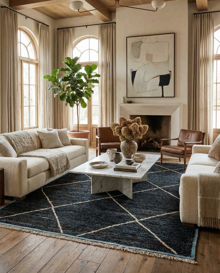 Detail image of 6' 1 x 9' 6 Hand Knotted Moroccan Wool Rug