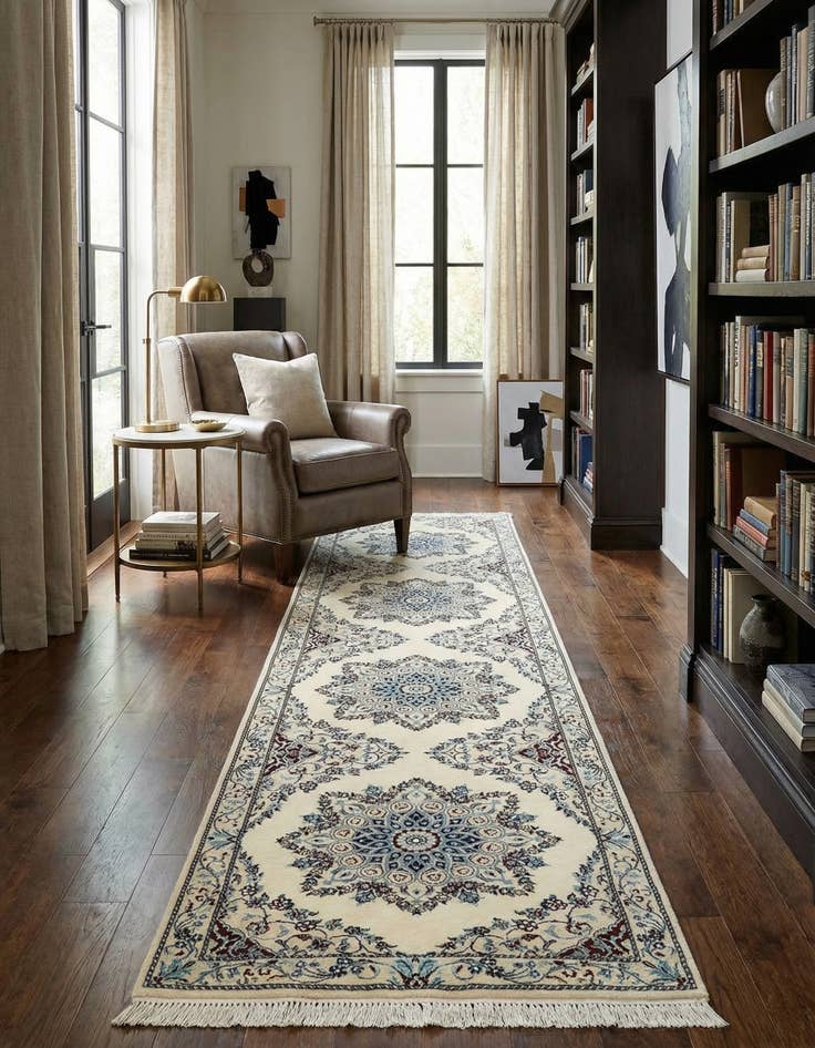 Detail image of 3' 3 x 19' 1  Hand Knotted Nain Persian Wool Runner Rug