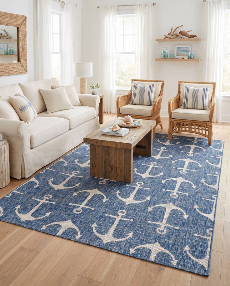 Detail image of 6' x 9' Easy-Clean Coastal Indoor / Outdoor Rug