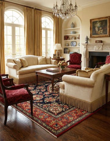 6' 7 x 9' 8 Hand Knotted Qom Persian Rug