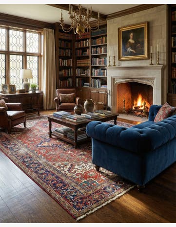 9' x 11' 9 Hand Knotted Heriz Persian Wool Rug