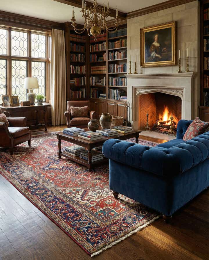 9' x 11' 9 Hand Knotted Heriz Persian Wool Rug