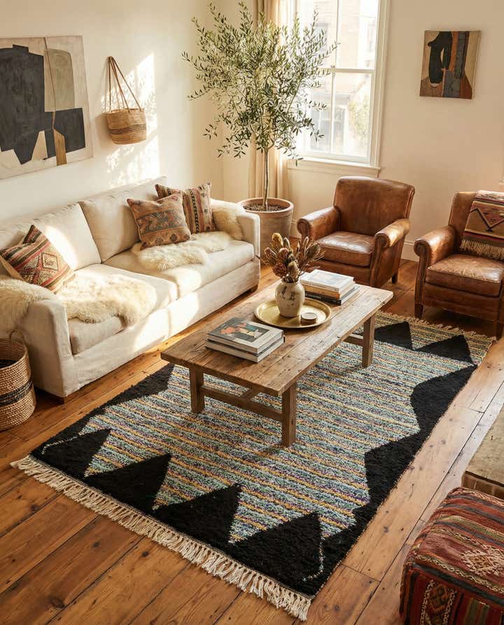 5' 5 x 8' 4 Hand Knotted Moroccan Wool Rug