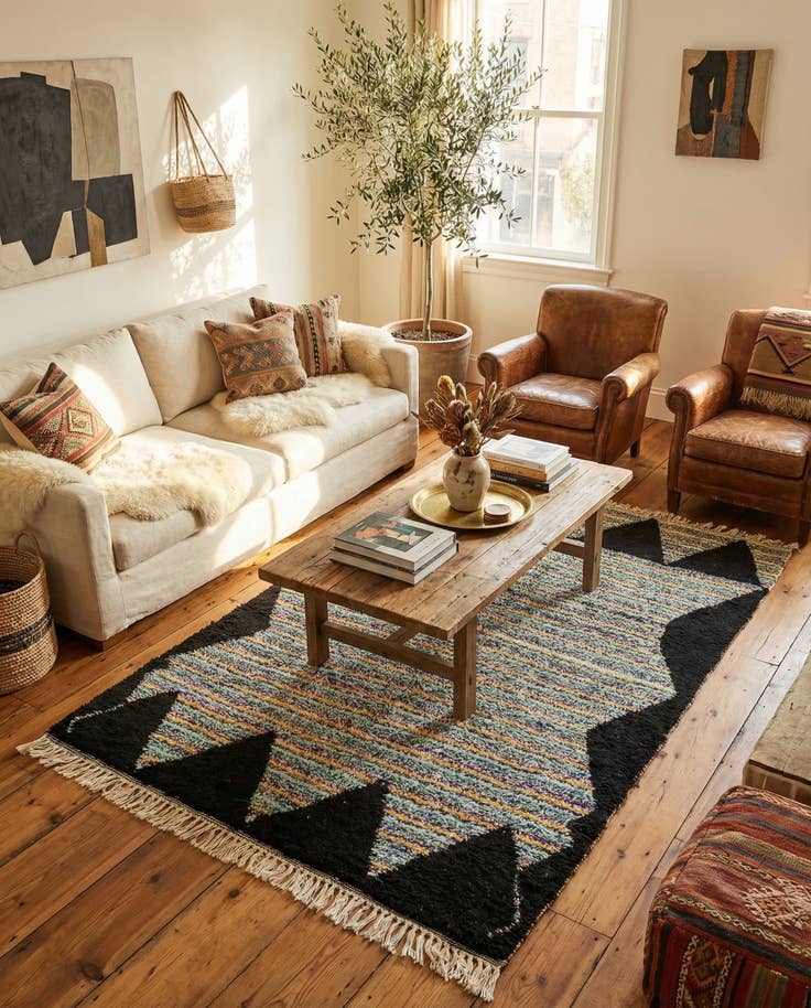Detail image of 5' 5 x 8' 4 Hand Knotted Moroccan Wool Rug