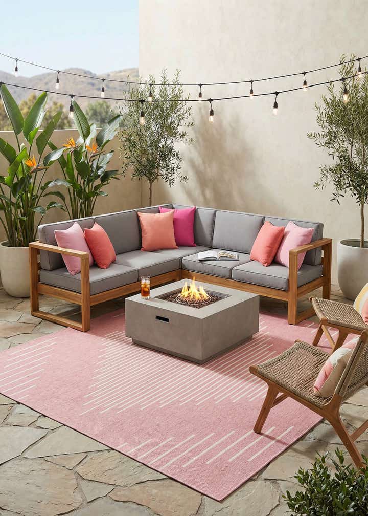 10' 8 x 10' 8 Easy-Clean Modern Indoor / Outdoor Square Rug