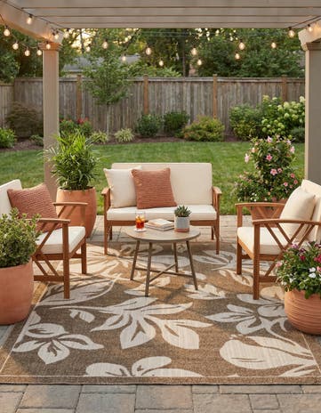 6' x 9' Easy-Clean Botanical Indoor / Outdoor Rug