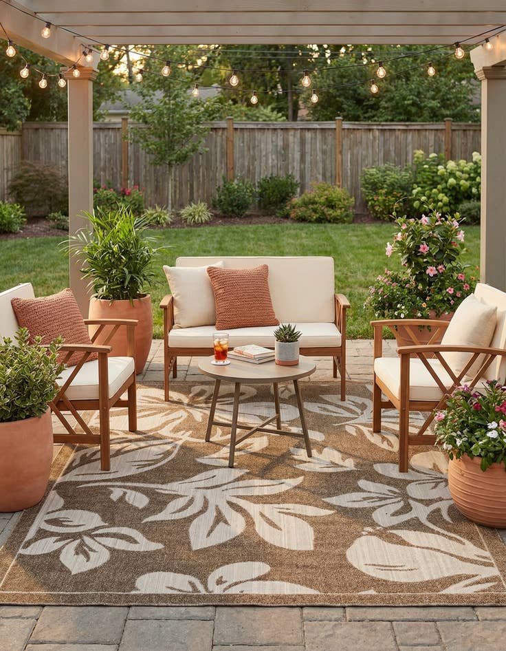 Detail image of 6' x 9'  Washable Botanical Indoor / Outdoor Rug