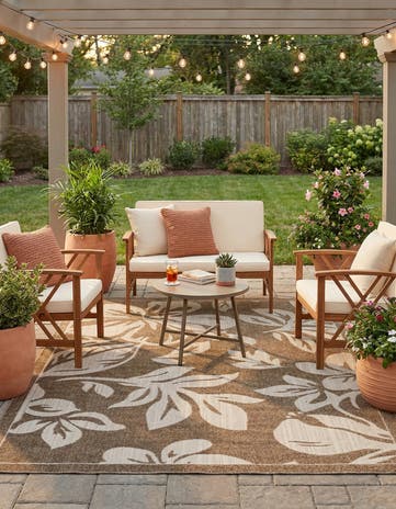 6' x 9' Easy-Clean Botanical Indoor / Outdoor Rug