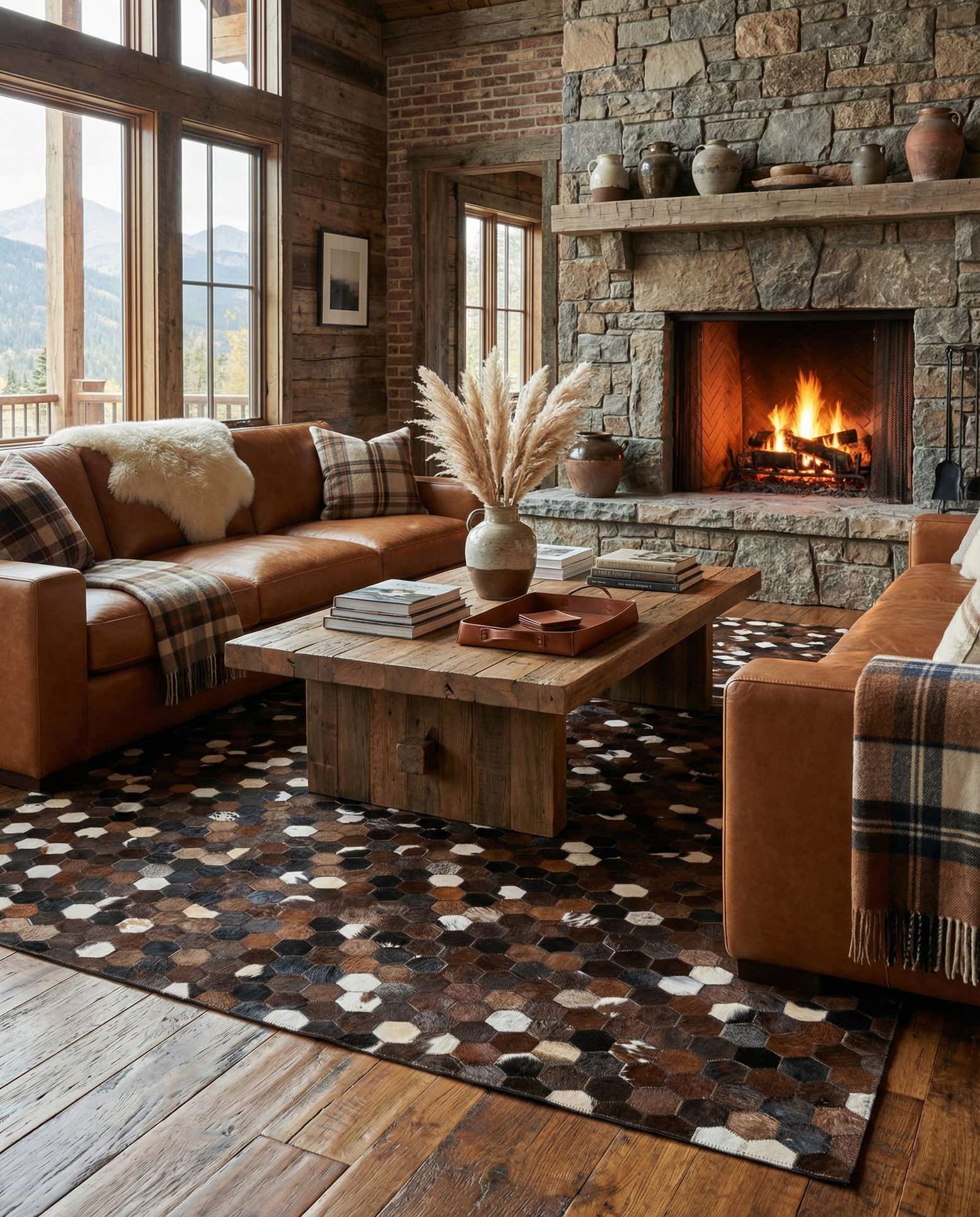 5' x 8' Cowhide Leather Rug