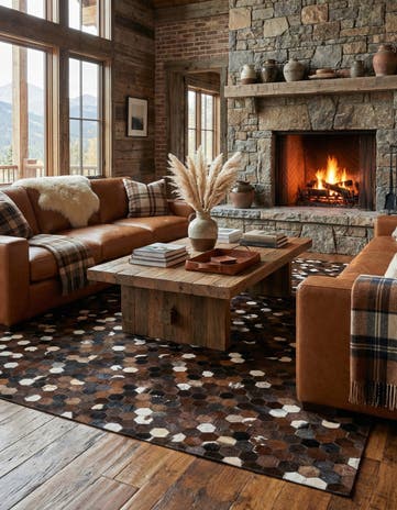 5' x 8' Cowhide Leather Rug