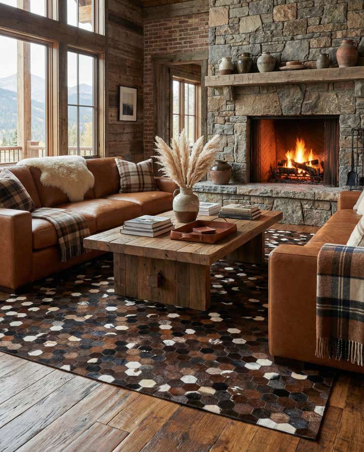 5' x 8' Cowhide Leather Rug