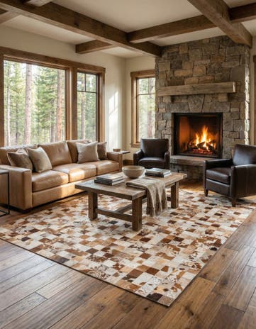 8' x 9' 9 Cowhide Leather Rug