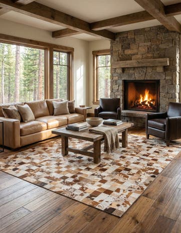 8' x 9' 9 Cowhide Leather Rug