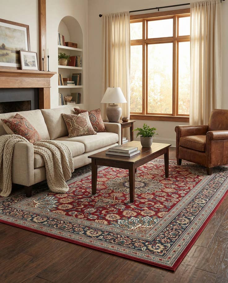 Detail image of 6' 1 x 9' Easy-Clean Traditional Indoor / Outdoor Rug