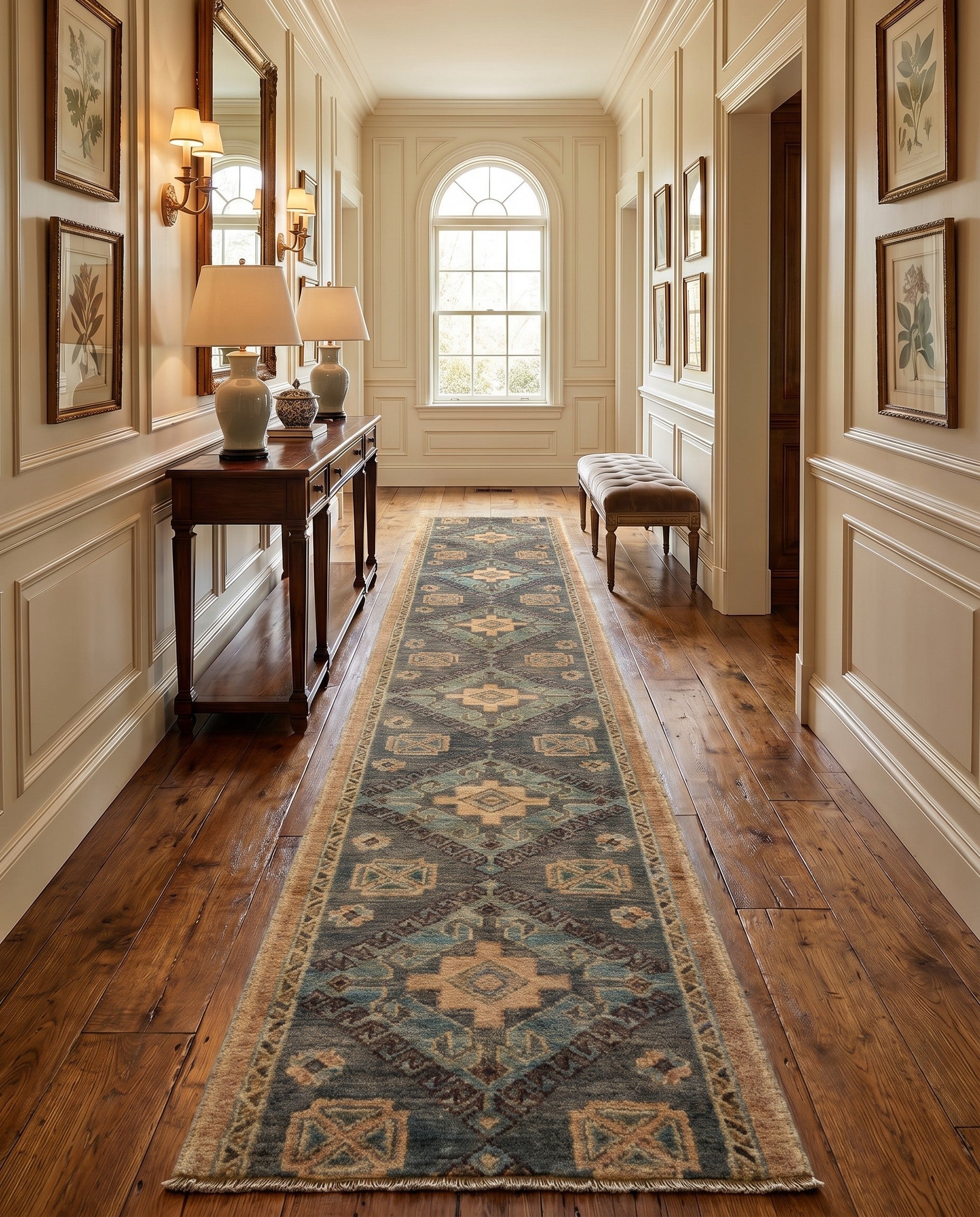 1' 9 x 11' 11 Hand Knotted Oushak Wool Runner Rug