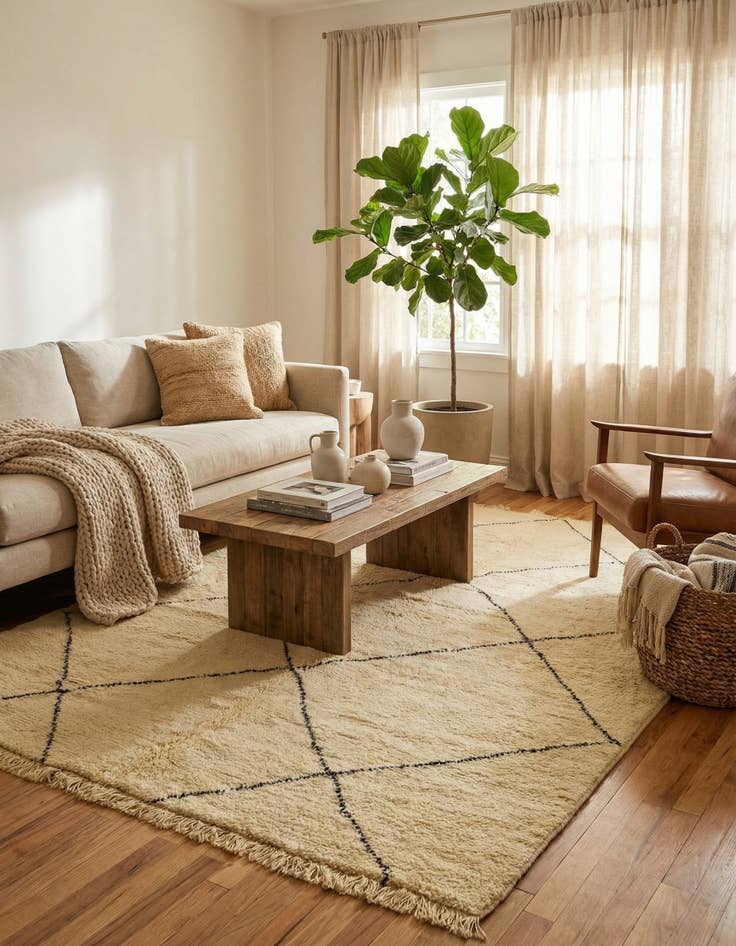 Detail image of 6' 6 x 9' 5  Hand Knotted Moroccan Wool Rug