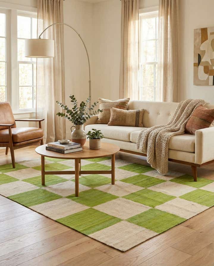 4' 3 x 5' 8 Hand Woven Kilim Modern Wool Rug