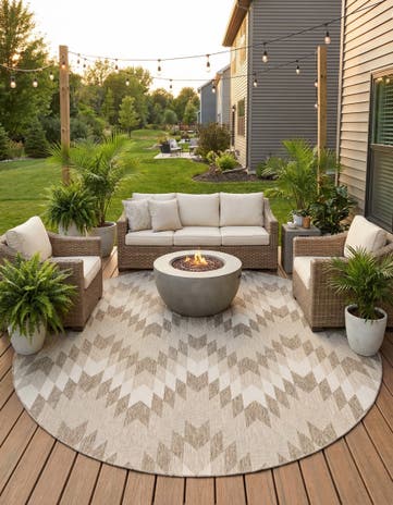 13' x 13' Easy-Clean Modern Indoor / Outdoor Round Rug